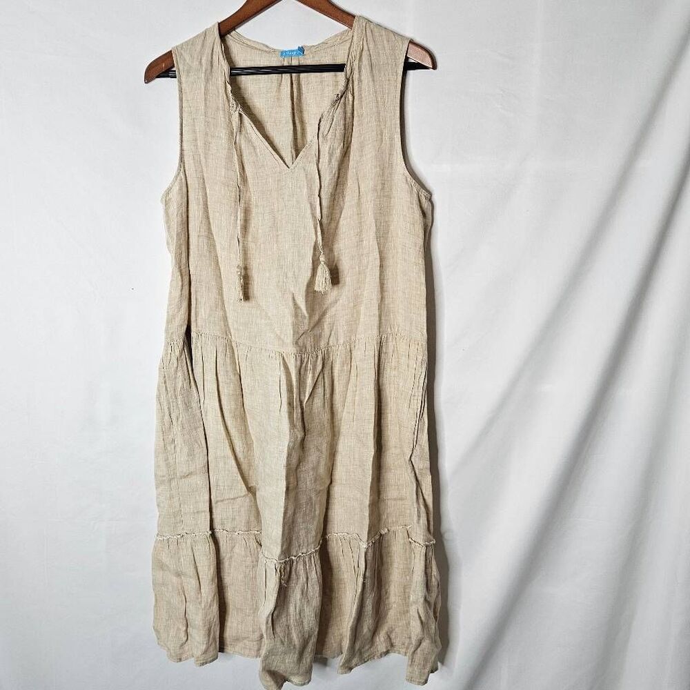 J.‎ McLaughlin Tan 100% Linen Sleeveless Dress Size L